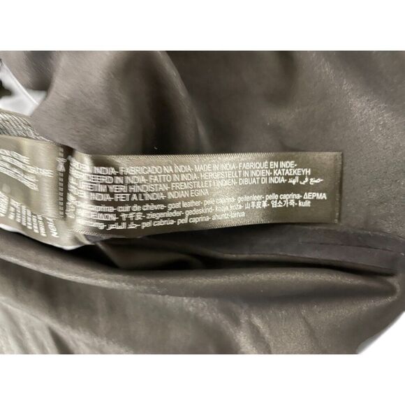 Massimo Dutti Womens Blouse M Short Sleeve Suede Leather Navy Blue 5311/841 NWT - Picture 8 of 10